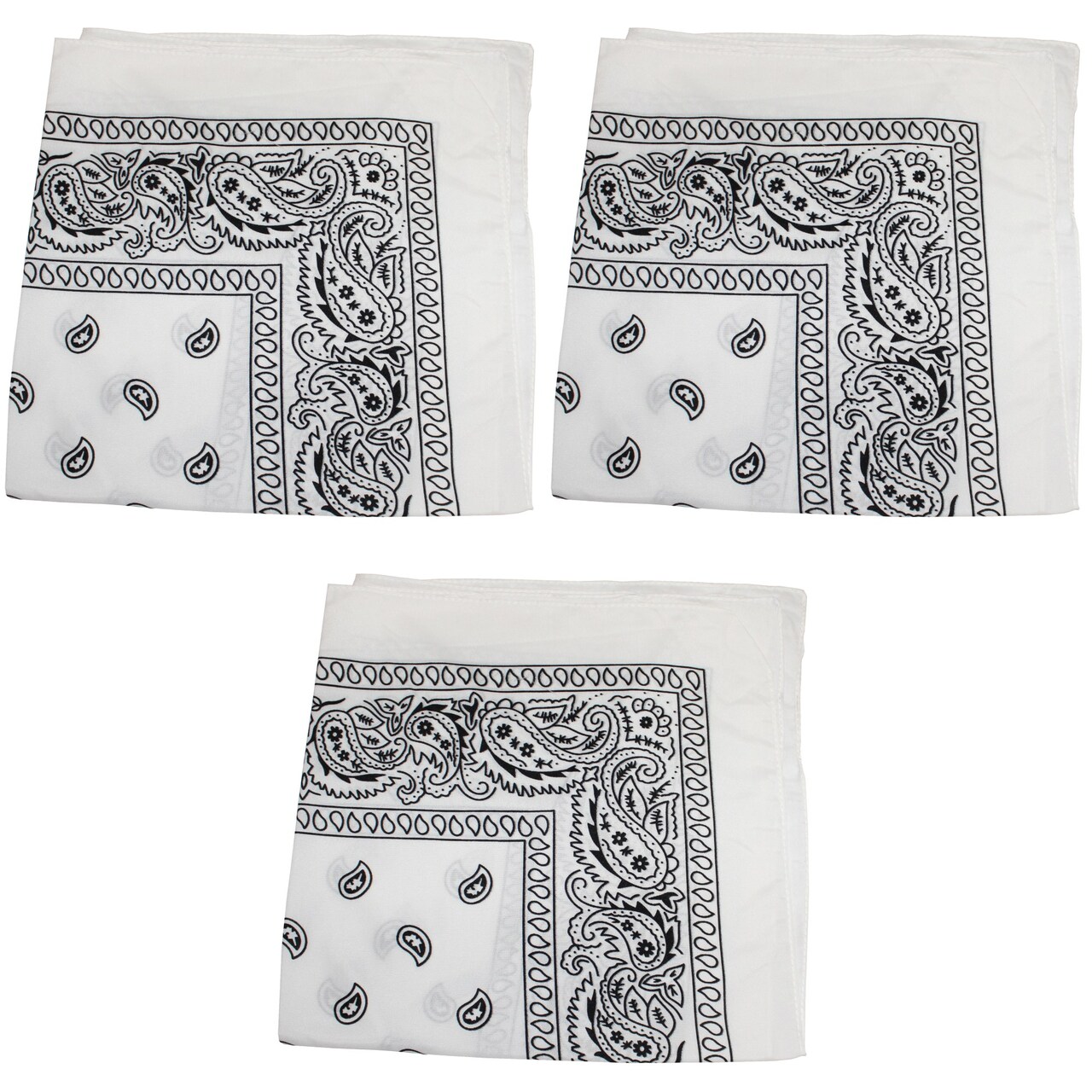 3 Pack Paisley Cotton Bandanas Classic Western Style Headwear